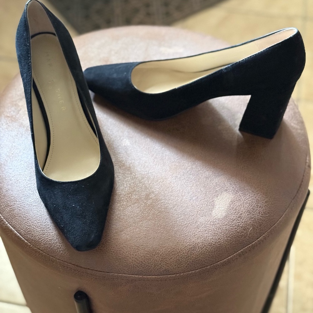 Eileen Fisher Elegant Black Suede Women's Block Heel Pumps